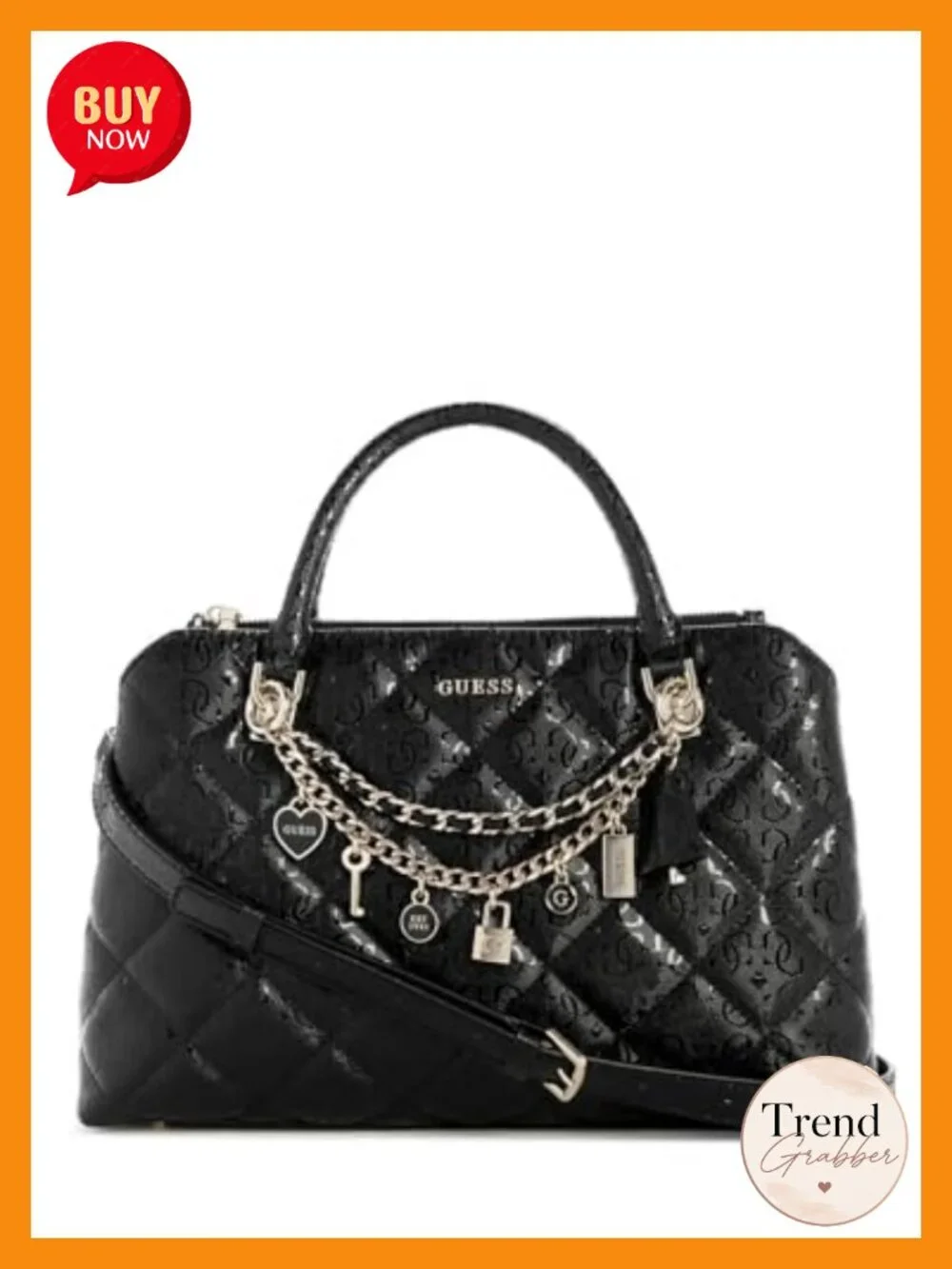 2 Compartment Satchel with Gold Hardware, Quilted PU Leather, Adjustable
